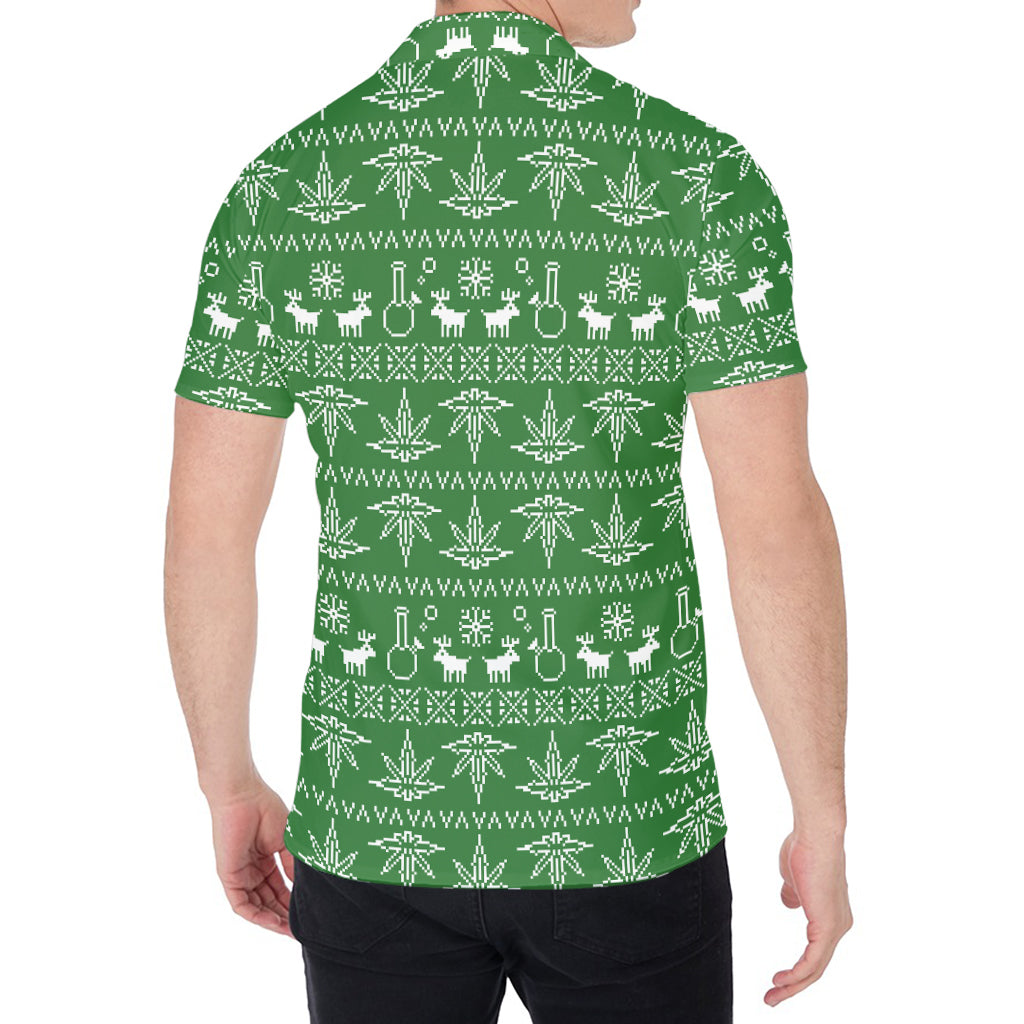 Christmas Pot Leaf Pattern Print Men's Shirt