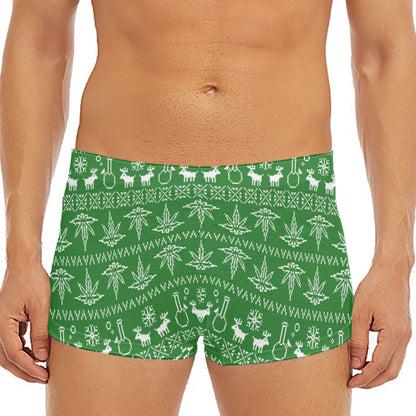 Christmas Pot Leaf Pattern Print Men's Short Boxer Briefs