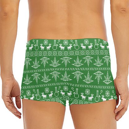 Christmas Pot Leaf Pattern Print Men's Short Boxer Briefs