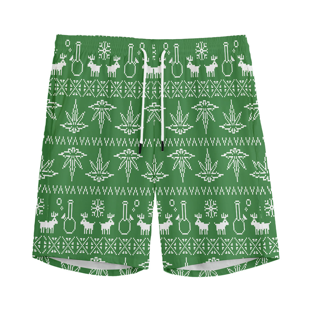 Christmas Pot Leaf Pattern Print Men's Sports Shorts