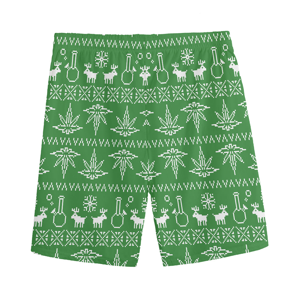 Christmas Pot Leaf Pattern Print Men's Sports Shorts