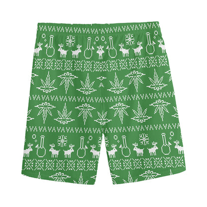 Christmas Pot Leaf Pattern Print Men's Sports Shorts