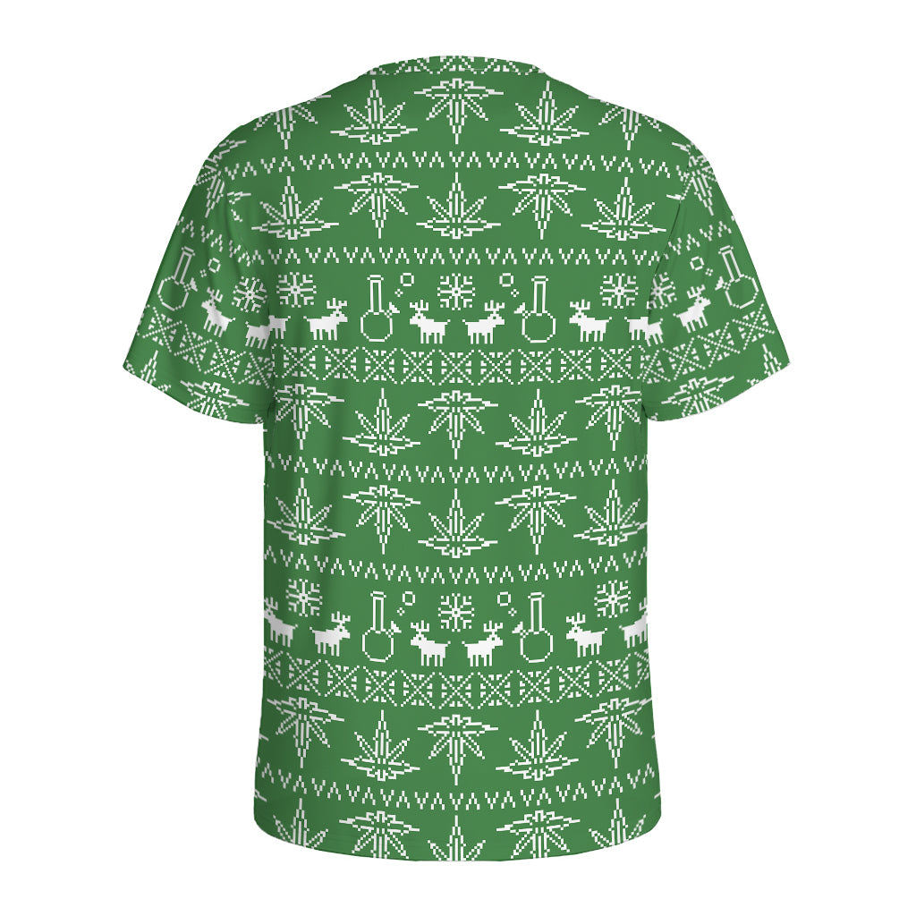 Christmas Pot Leaf Pattern Print Men's Sports T-Shirt
