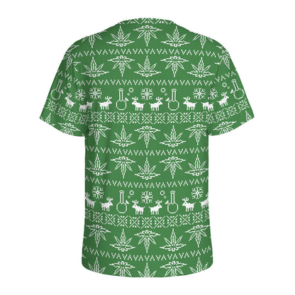 Christmas Pot Leaf Pattern Print Men's Sports T-Shirt