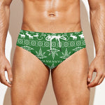 Christmas Pot Leaf Pattern Print Men's Swim Briefs