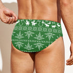 Christmas Pot Leaf Pattern Print Men's Swim Briefs
