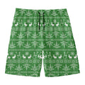 Christmas Pot Leaf Pattern Print Men's Swim Trunks