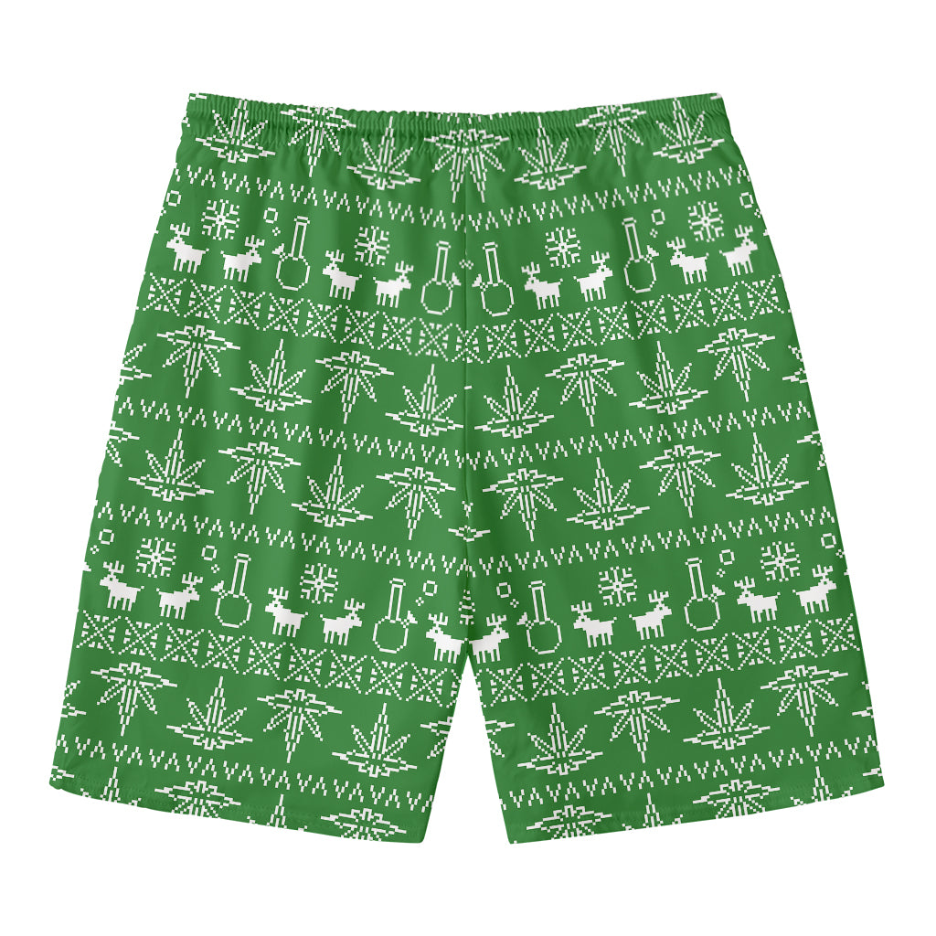 Christmas Pot Leaf Pattern Print Men's Swim Trunks