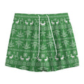 Christmas Pot Leaf Pattern Print Mesh Shorts