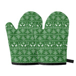 Christmas Pot Leaf Pattern Print Oven Mitts