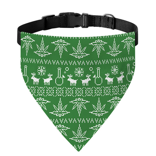 Christmas Pot Leaf Pattern Print Over The Collar Dog Bandana