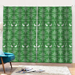 Christmas Pot Leaf Pattern Print Pencil Pleat Curtains
