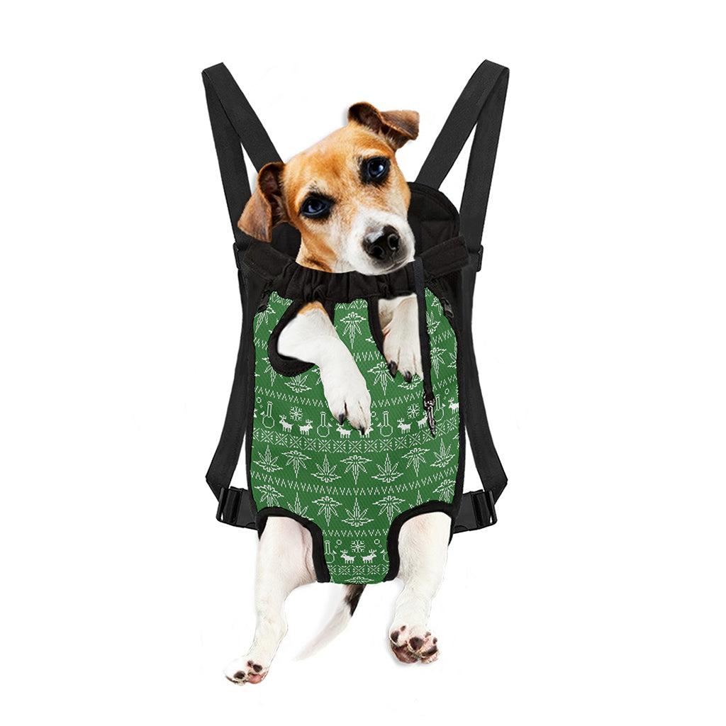 Christmas Pot Leaf Pattern Print Pet Carrier Backpack