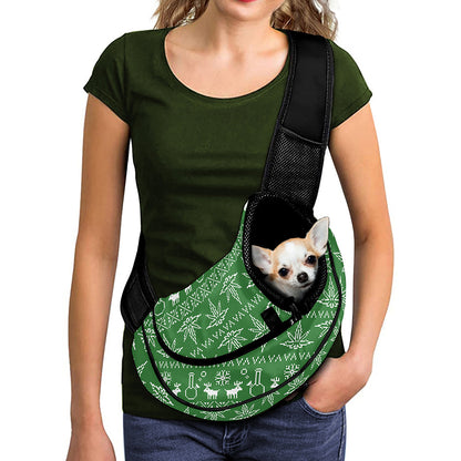 Christmas Pot Leaf Pattern Print Pet Sling Carrier