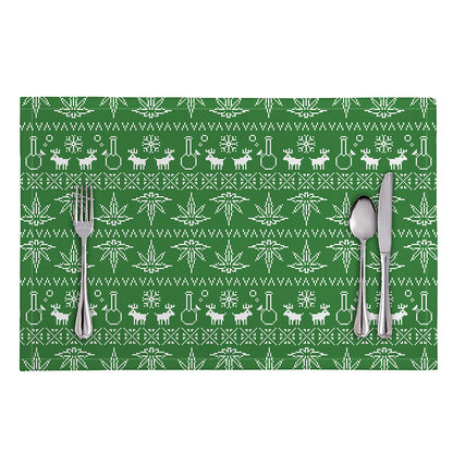 Christmas Pot Leaf Pattern Print Placemat