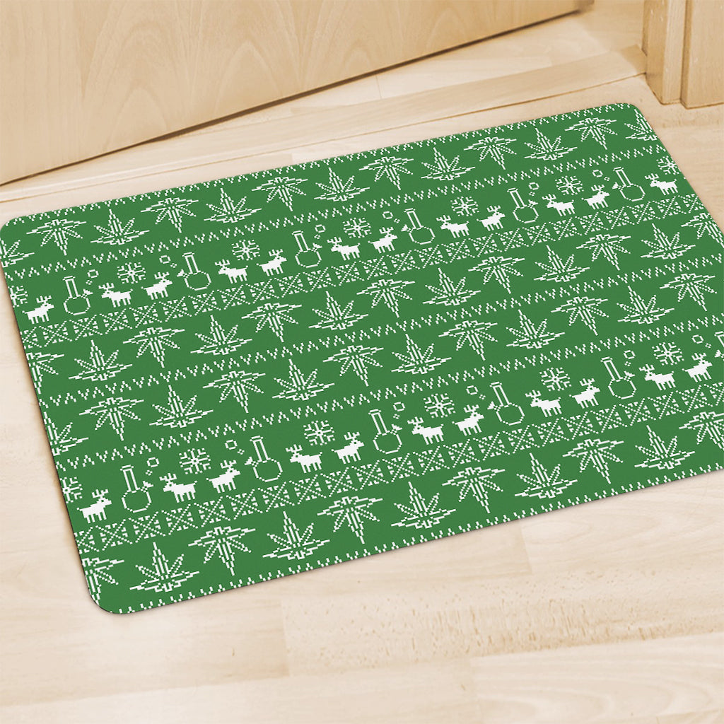 Christmas Pot Leaf Pattern Print Polyester Doormat