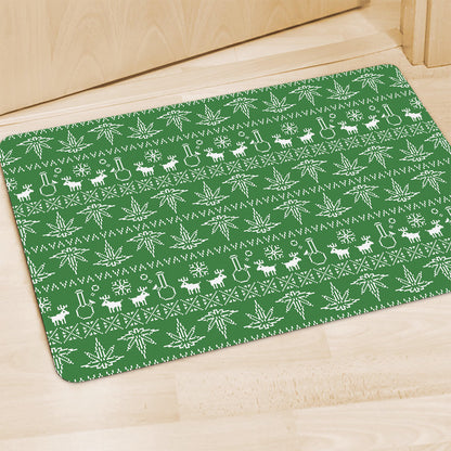 Christmas Pot Leaf Pattern Print Polyester Doormat