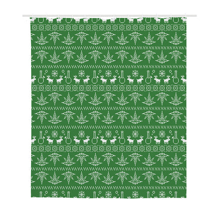 Christmas Pot Leaf Pattern Print Polyester Shower Curtain