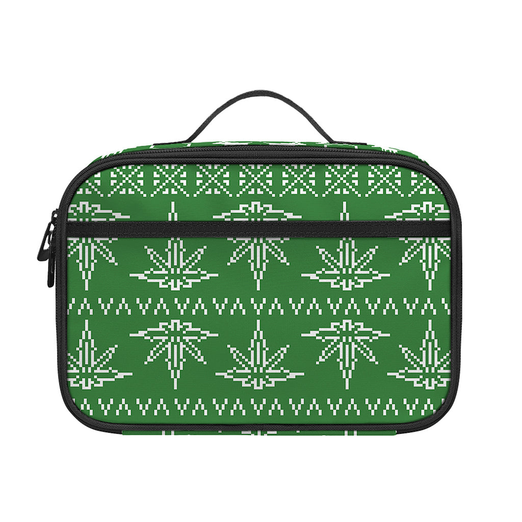 Christmas Pot Leaf Pattern Print Portable Lunch Bag