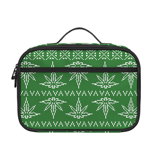 Christmas Pot Leaf Pattern Print Portable Lunch Bag