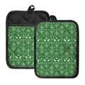 Christmas Pot Leaf Pattern Print Pot Holders With Pocket
