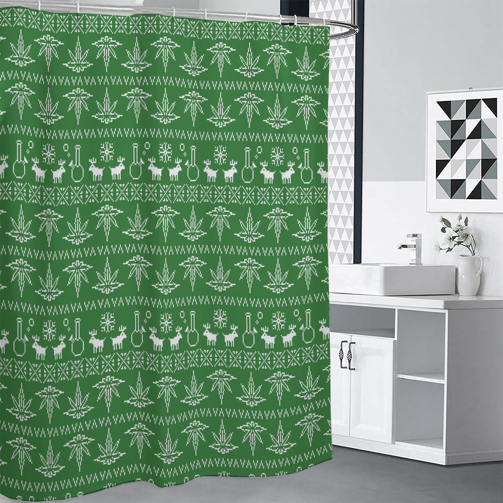 Christmas Pot Leaf Pattern Print Premium Shower Curtain