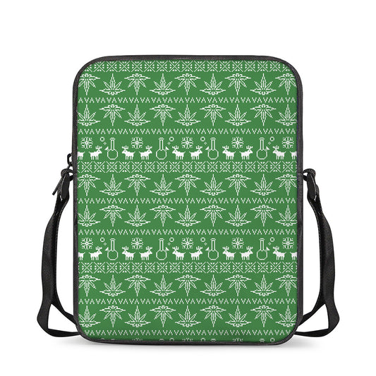 Christmas Pot Leaf Pattern Print Rectangular Crossbody Bag