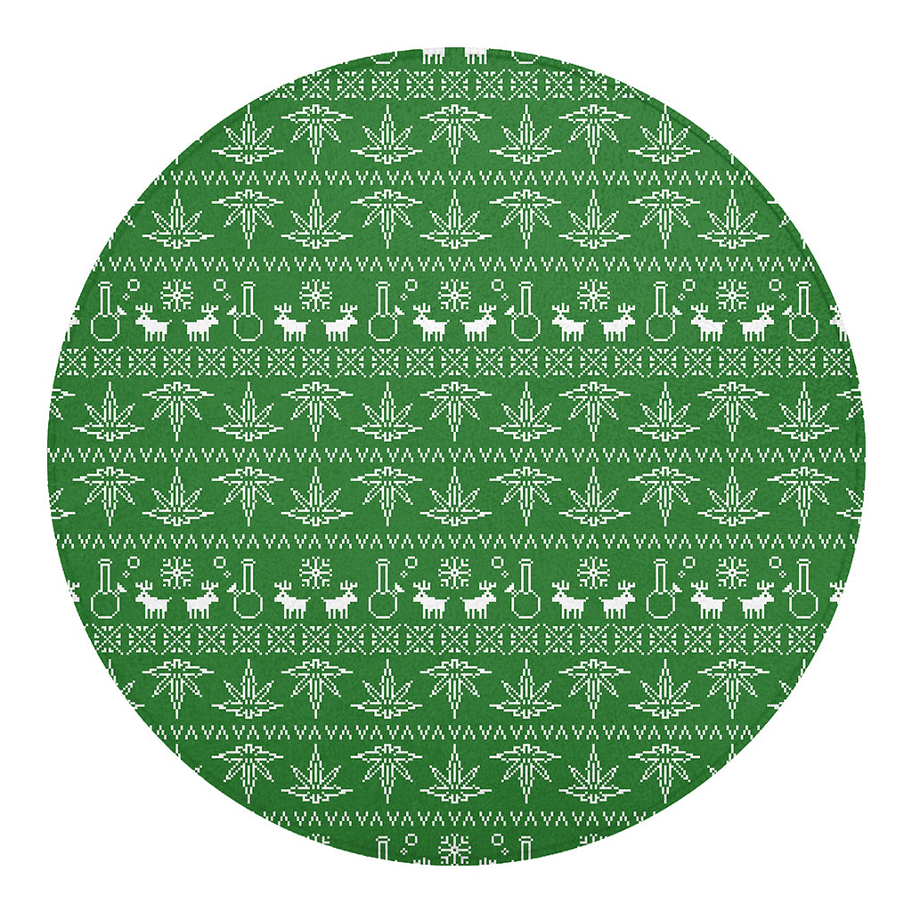 Christmas Pot Leaf Pattern Print Round Blanket