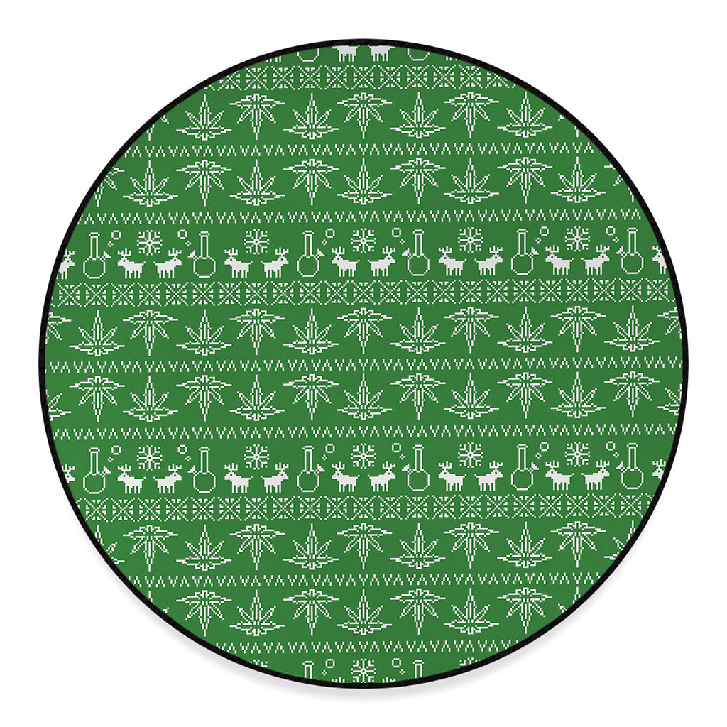 Christmas Pot Leaf Pattern Print Round Floor Mat