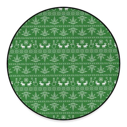 Christmas Pot Leaf Pattern Print Round Floor Mat