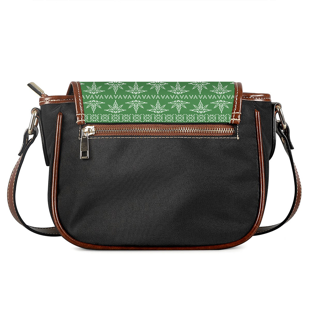 Christmas Pot Leaf Pattern Print Saddle Bag