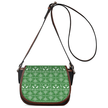 Christmas Pot Leaf Pattern Print Saddle Bag