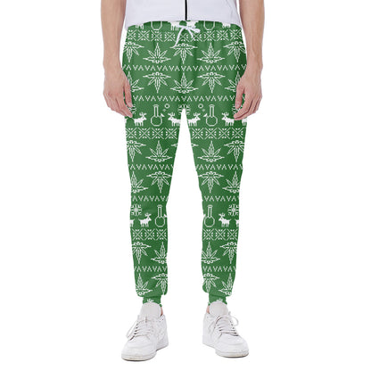 Christmas Pot Leaf Pattern Print Scuba Joggers