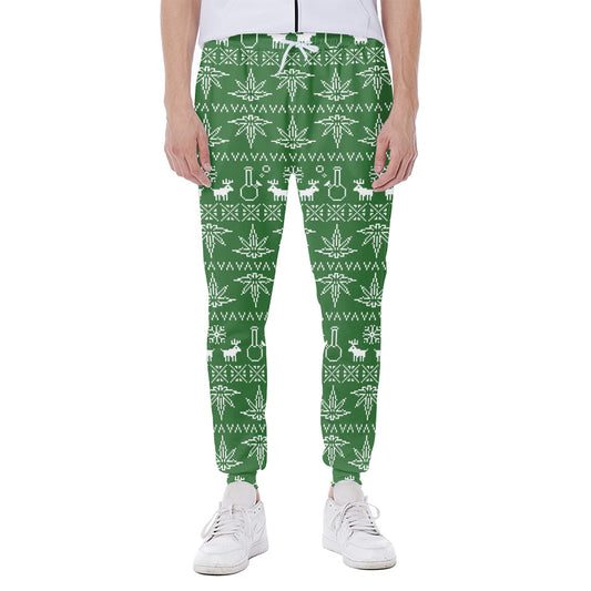 Christmas Pot Leaf Pattern Print Scuba Joggers