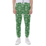 Christmas Pot Leaf Pattern Print Scuba Joggers