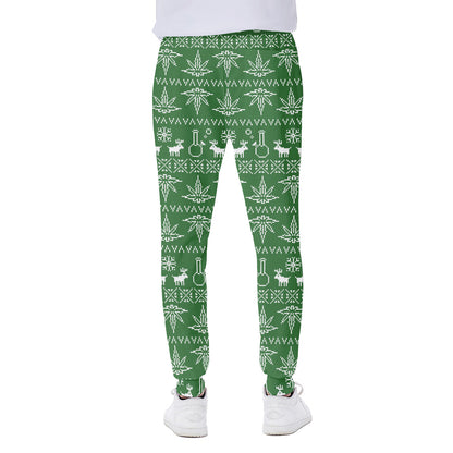 Christmas Pot Leaf Pattern Print Scuba Joggers