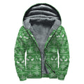 Christmas Pot Leaf Pattern Print Sherpa Lined Zip Up Hoodie