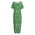 Christmas Pot Leaf Pattern Print Short Sleeve Long Nightdress