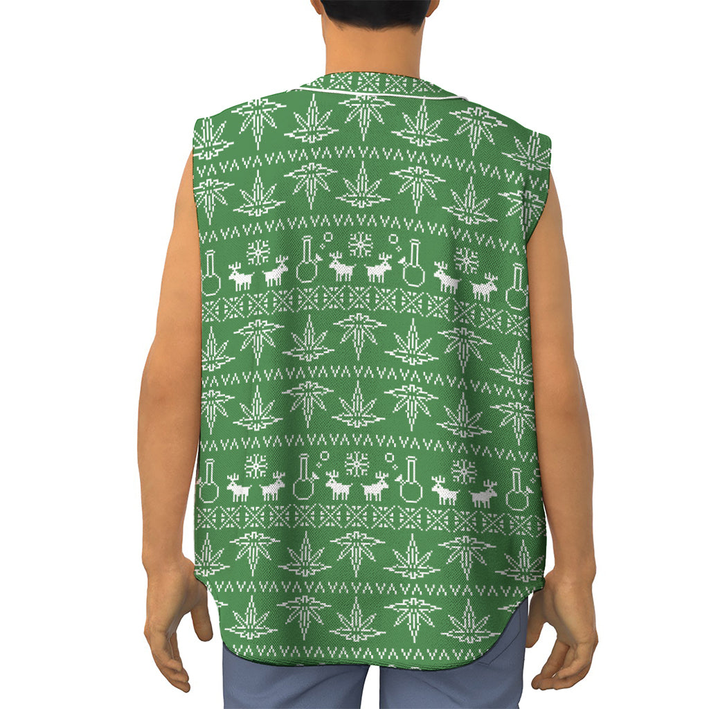 Christmas Pot Leaf Pattern Print Sleeveless Baseball Jersey
