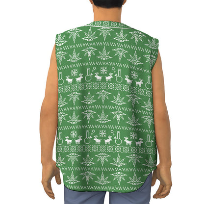 Christmas Pot Leaf Pattern Print Sleeveless Baseball Jersey