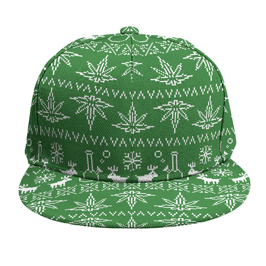 Christmas Pot Leaf Pattern Print Snapback Cap