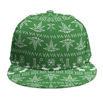 Christmas Pot Leaf Pattern Print Snapback Cap