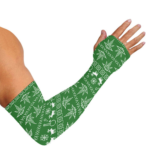 Christmas Pot Leaf Pattern Print Sun Protection Arm Sleeves