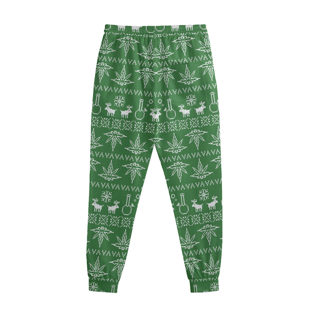 Christmas Pot Leaf Pattern Print Sweatpants