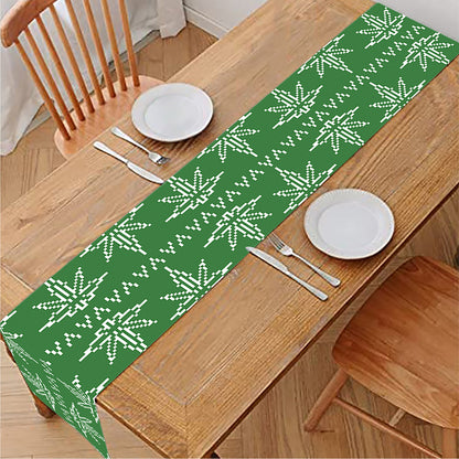Christmas Pot Leaf Pattern Print Table Runner