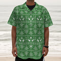 Christmas Pot Leaf Pattern Print Textured Short Sleeve Shirt