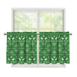 Christmas Pot Leaf Pattern Print Tier Curtains