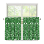 Christmas Pot Leaf Pattern Print Tier Curtains
