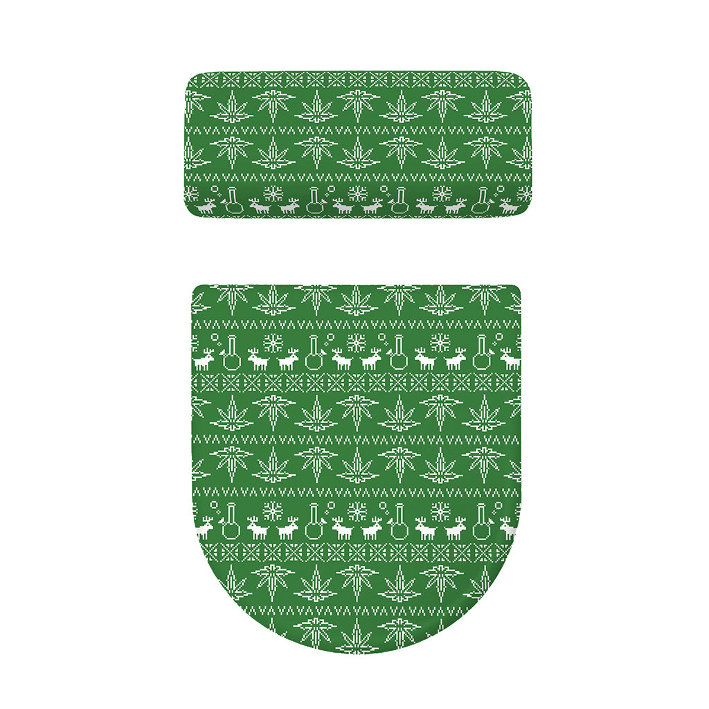 Christmas Pot Leaf Pattern Print Toilet Lid And Tank Cover Set