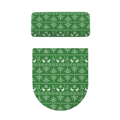 Christmas Pot Leaf Pattern Print Toilet Lid And Tank Cover Set